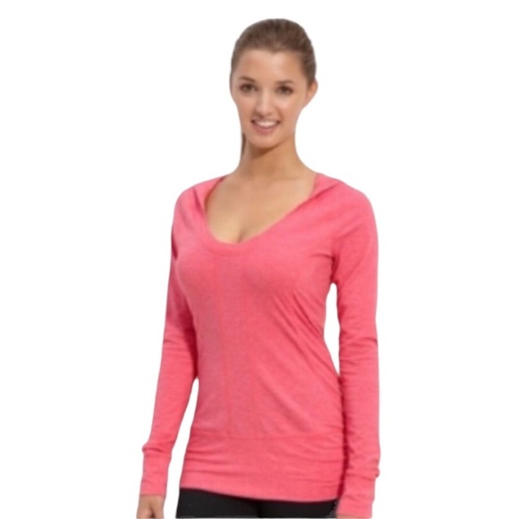 Zella Tops - Zella Hot Pink Hooded Long Sleeve Shirt Scoop Neck
